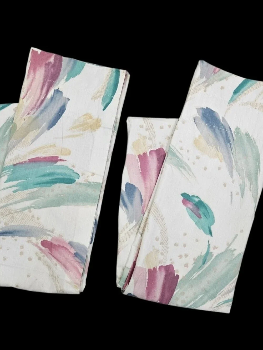 VTG Croscill Sedona Curtain Panels 80s Pastel Watercolor Brushstrokes 40x84 Pair